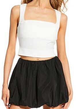 Gianni Bini White Draped Cowl Crop Camisole